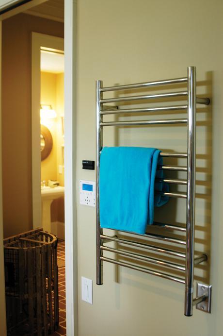 heated towel rack warmer heat hot amba stainless steal sleek modern bathroom design accessory device gadget luxury hanging shower pedestal sink