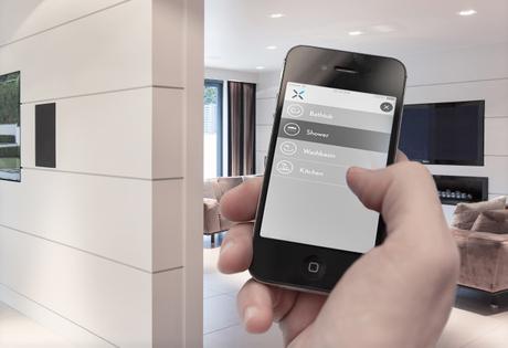 crosswater digital duo smart phone shower control remote device gadget bathroom modern design style sleek minimalist iphone android app
