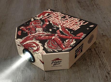 It’s a Pizza Hut box, and it’s a movie projector. Wow.
