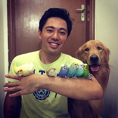 Luis Higa and his animal family