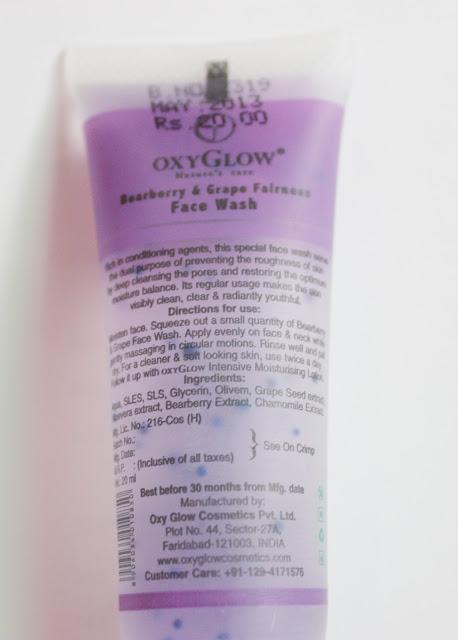 Oxyglow Bearberry & Grape Fairness Face Wash Review