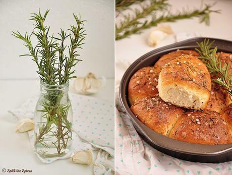 Eggless Rosemary Garlic Dinner Rolls #BreadBakers