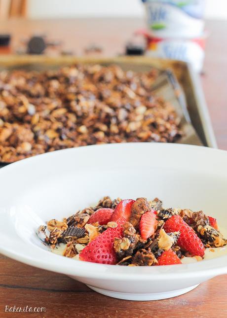 This Peanut Butter Granola is the perfect breakfast treat. It tastes like dessert, and it's gluten-free, dairy-free, vegan, refined sugar-free, and absolutely delicious!