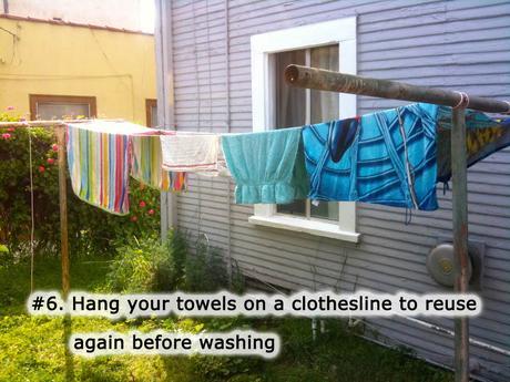 clothesline towels hanging dry how to tips water saving conservation efficient energy