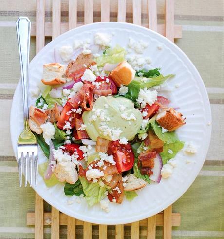 Slender Bacon, Lettuce and Tomato Salad with Avocado Ranch Dressing
