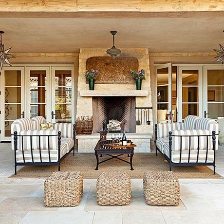 neutral outdoor patio with french doors