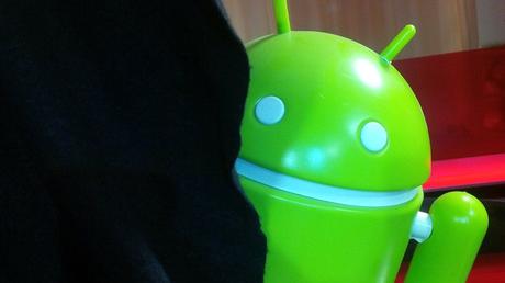 Android mascot behind a curtain