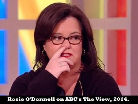 Rosie O'Donnell sticks finger nose 2014