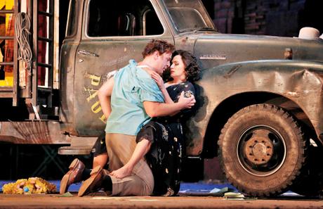 Lucas Meachem as Silvio & Patricia Racette as Nedda in Pagliacci (Photo: Cory Weaver/Met Opera)