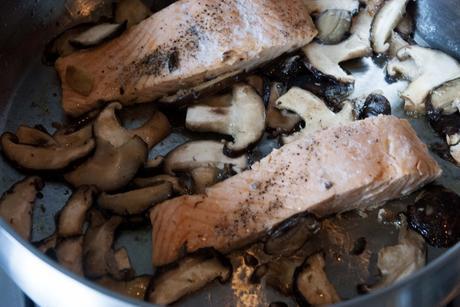 Salmon in Mushroom Cream with Quinoa