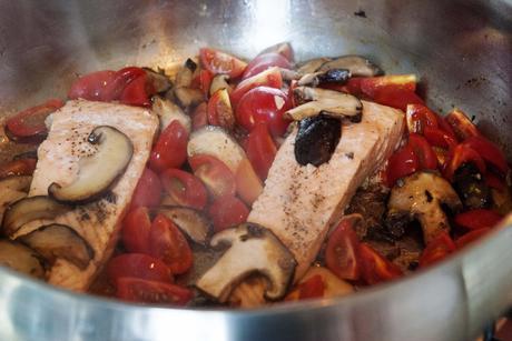 Salmon in Mushroom Cream with Quinoa