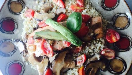 Salmon in Mushroom Cream with Quinoa