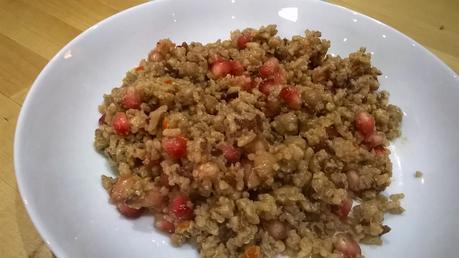 Quinoa, chickpea, pomegranate & artichoke cream salad