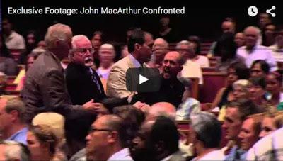 John MacArthur confronted by intruder mounting the stage during Sunday Service