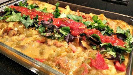 Vegan Green Chile Chicken Enchiladas