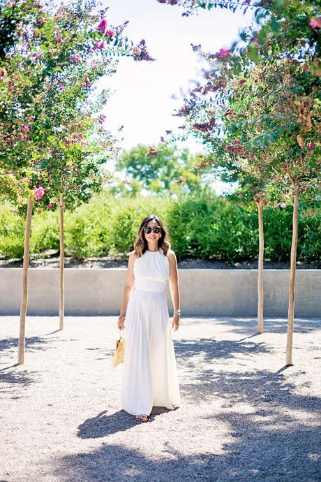 white pleated maxi dress, how to wear a maxi dress, charlotte olympia birdcage bag, cocobelle snake wrap sandals