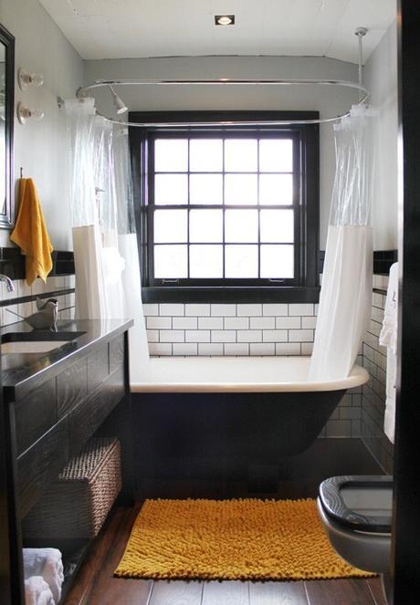 masculine bathroom rustic industrial design style interior home remodel ideas bath tub shower open shelf vanity wood dark