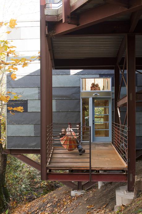 Hammock by bottom floor level porch 