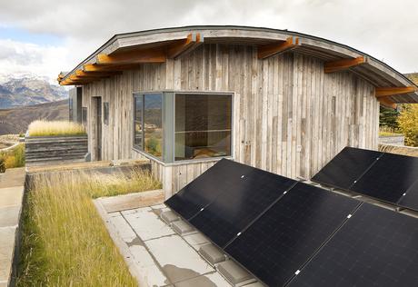 Living roof and solar panels at Jackson Hole vacation home