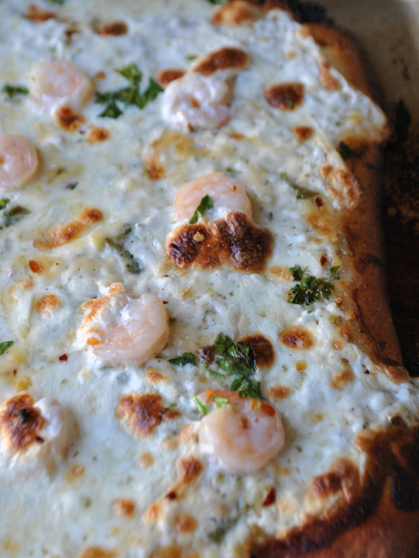 shrimp alfredo pizza