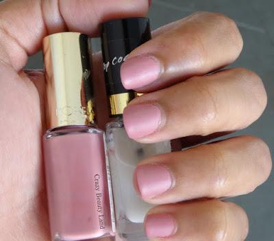 L'oreal Paris Color Riche Les Vernis Boudoir Rose (204)  & Top Coats Collection Matte (915) Review and Swatches