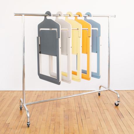 Colorful set of folding chairs that hang