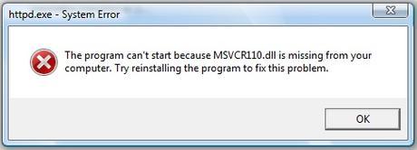 Solution to MSVCR110.dll missing problem. Install msvcr110.dll
