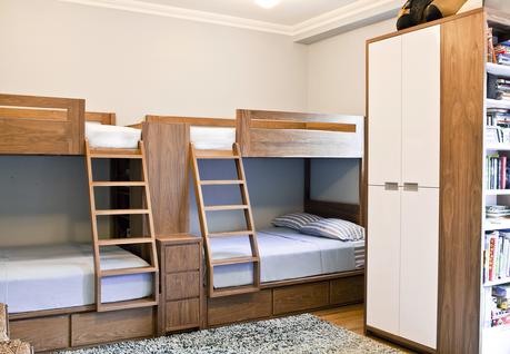custom bunk beds made from walnut wood