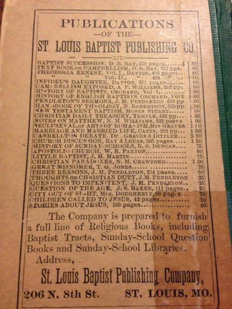 Then and now, compare Baptist publication list from 1870 and 2015