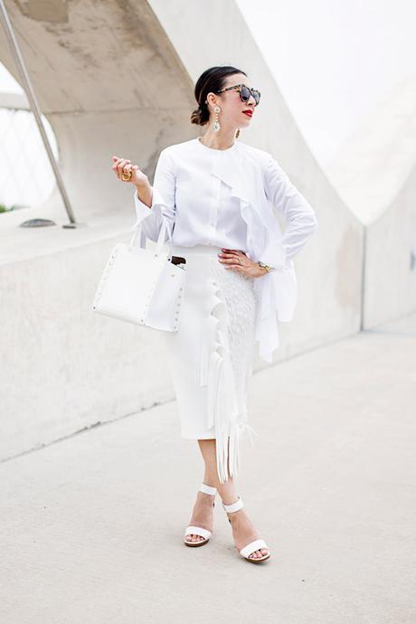 what to wear to diner en blanc, palmer harding pages top and fringe skirt a/w 14, all white outfit