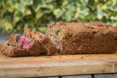 Courgette Bread with Raspberries and Walnuts