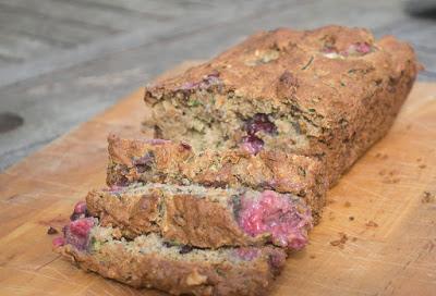 Courgette Bread with Raspberries and Walnuts