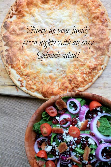 Fancy up your family pizza nights with an easy spinach salad! #GFreePizzaNight #ad