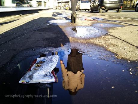 Urban photo - reflections in a Glasgow puddle