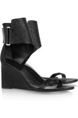 Karl Woven patent-leather wedge sandals
