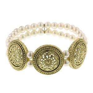 pearl medallion stretch bracelet