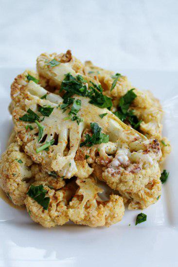 Food: Roasted Cauliflower with Spiced Coconut Milk.