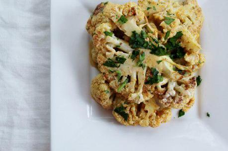 Food: Roasted Cauliflower with Spiced Coconut Milk.