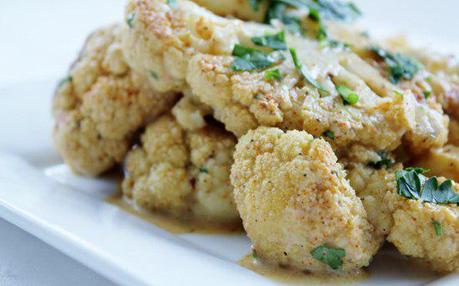 Food: Roasted Cauliflower with Spiced Coconut Milk.