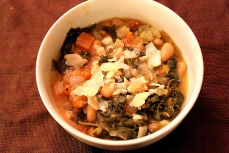 White Bean and Kale Soup with Goat Cheese Polenta