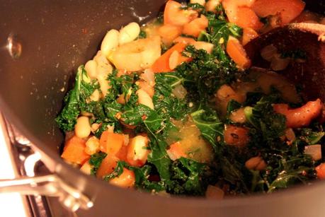 White Bean and Kale Soup with Goat Cheese Polenta