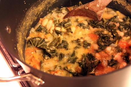 White Bean and Kale Soup with Goat Cheese Polenta