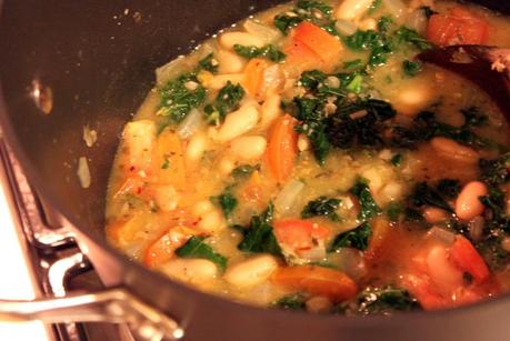 White Bean and Kale Soup with Goat Cheese Polenta