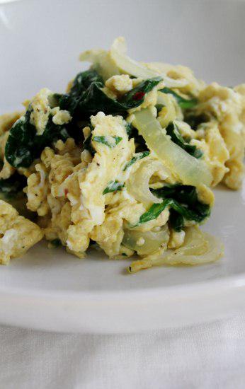 Food: Gingered Chinese Five Spiced Eggs with Spinach.