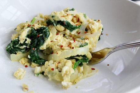 Food: Gingered Chinese Five Spiced Eggs with Spinach.