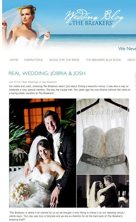 Featured on The Breakers hotel wedding blog.