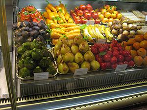 Fruit- and vegetable-shaped marzipan.
