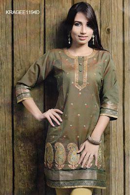 Dual Tone Cotton Embroidered Kurti