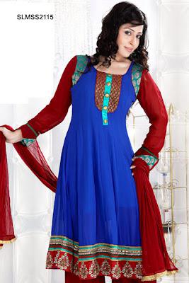 Blue Georgette Long Anarkali Suit