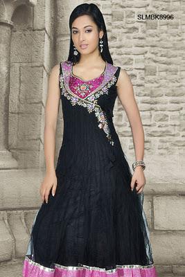 Beguiling Black Net Anarkali Churidar Set